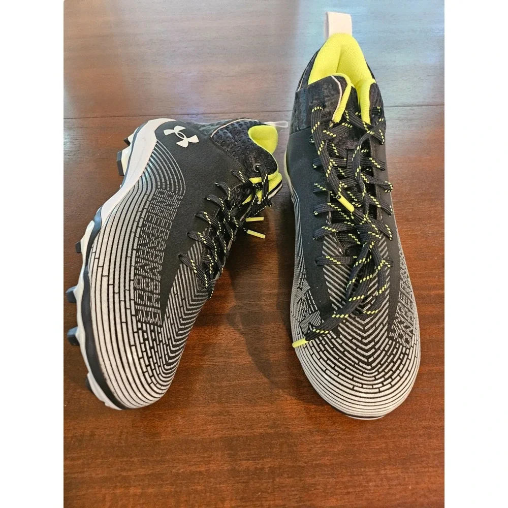 Under Armour Hammer MC 2.0 Men Shoes Sz 10.5 White Black Lace-Up Football Cleats